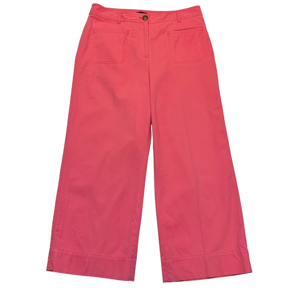 Talbots Bubblegum Pink Wide Leg High Rise Cotton Blend Pants Size 10